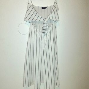 SEXY Pretty little thing white with black stripes tie front dress SZ 10
